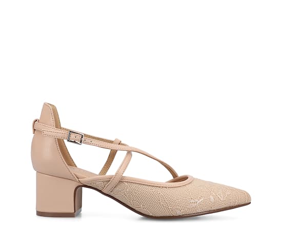 Journee Collection Galvinn Womens Pointed Closed Toe Block Heel Pumps, 10 Medium, Beige