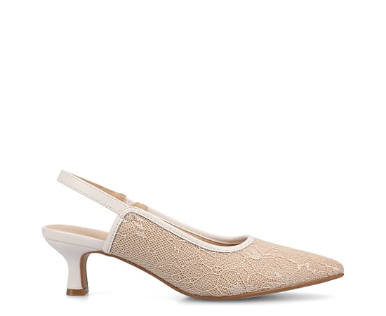 Journee Collection Women's Paulina Pointed Toe Slingback Pumps - Bone Lace