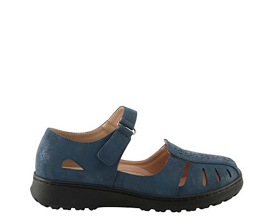 Flexus Otero Mary Jane Shoes with Adjustable Hook Closure - Navy