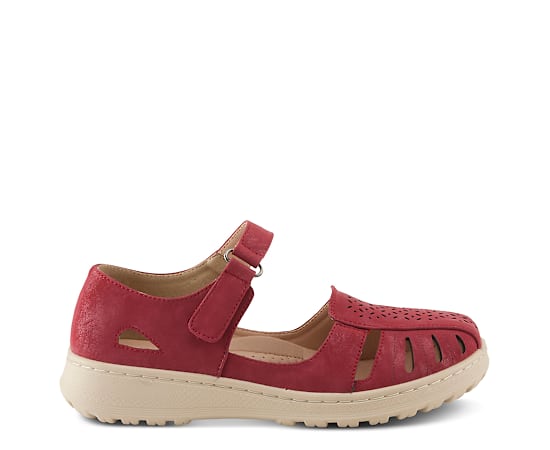 Flexus Otero Mary Jane Shoes with Adjustable Hook Closure - Red