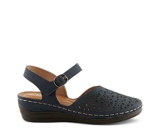 Patrizia Women's Wedge Sandal with Adjustable Strap - Navy
