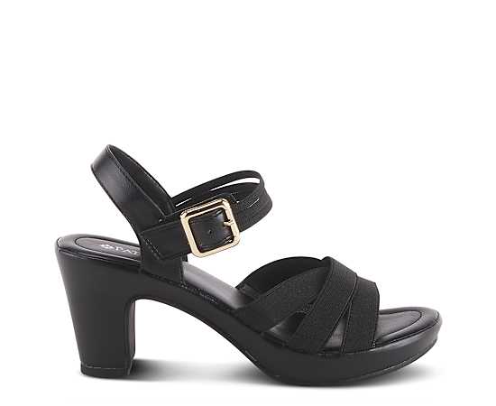 Patrizia Women's Neesa-stretch Elastic Strap Sandals with Low Platform Heel - Black
