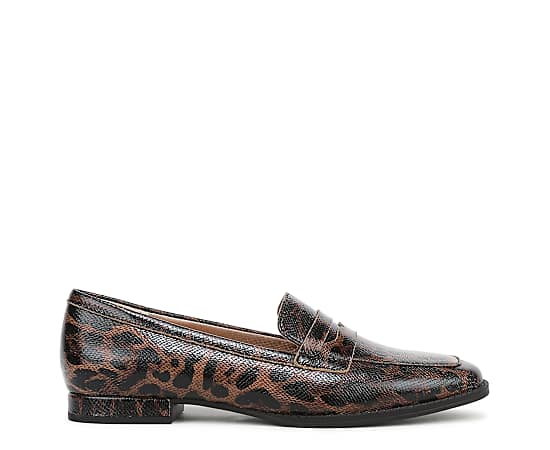 LifeStride Frankie Slip On Loafer Shoes (Brown Leopard Faux Leather) Suede 7.5 W