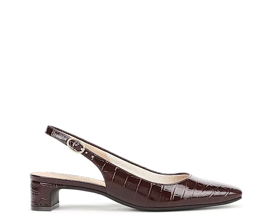 LifeStride Women's Lorena Pointed Toe Slingback Pumps - Dark Brown Croco