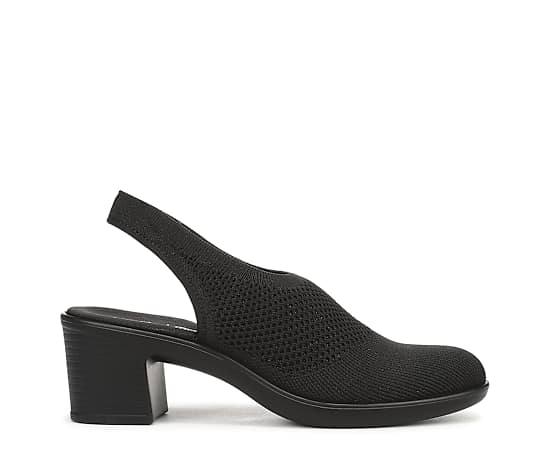 Bzees For LifeStride Lexington Slingback Pump Shoes (Black Knit Fabric) 7.0 M
