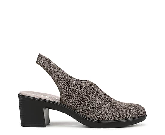 Bzees For LifeStride Lexington Slingback Pump Shoes (Wren/morel Brown Knit Fabric) 10.0 W