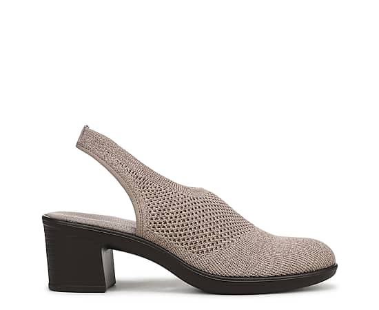 Bzees For LifeStride Lexington Slingback Pump Shoes (Light Taupe/ginger Knit Fabric) 10.0 W