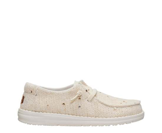 HEYDUDE-WOMENS WENDY KNIT SEQUIN SLIP ON SNEAKER