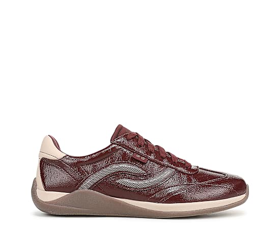 Ryka Women's Era Low Profile Lace Up Sneakers - Merlot Red Faux Leather