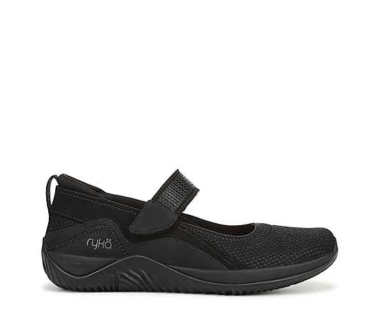 Ryka Echo Mary Jane Shoes Black/Black Mesh Fabric 9.5 M Arch Support, Lightweight