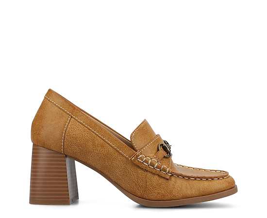 Journee Collection Aisha Womens Square Closed Toe Stacked Heel Pumps, 10 Medium, Brown