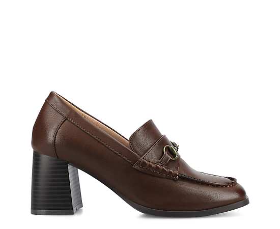 Journee Collection Aisha Womens Square Closed Toe Stacked Heel Pumps, 11 Medium, Brown