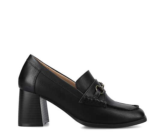 Journee Collection Aisha Womens Square Closed Toe Stacked Heel Pumps, 11 Medium, Black