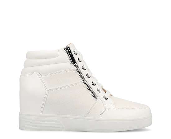 Journee Collection Women's Clarity Round Toe Comfort Wedge Sneakers - White