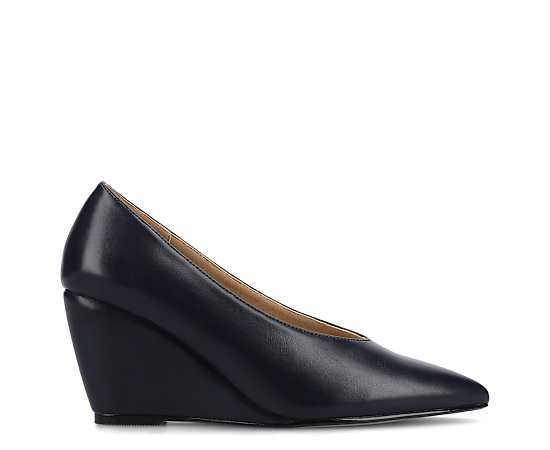 Journee Collection Women's Danika Almond Toe Wedge Pumps - Navy