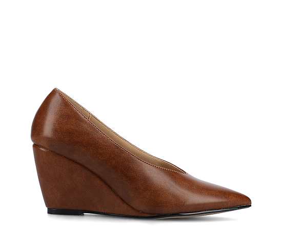Journee Collection Women's Danika Almond Toe Wedge Pumps - Cognac