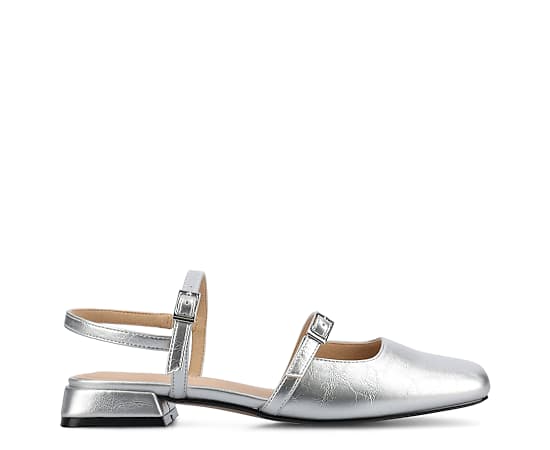 Journee Collection Gretchenn Womens Square Closed Toe Mary Jane Shoes, 7 Wide, Silver