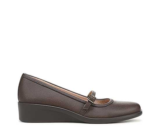 LifeStride Women's Jolene Mary Jane Flats - Dark Brown Faux Leather