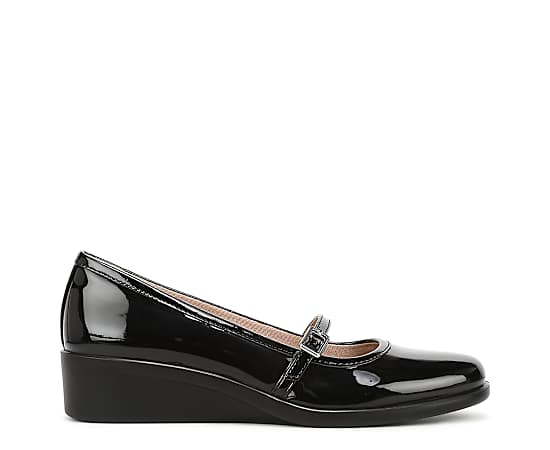 LifeStride Women's Jolene Mary Jane Flats - Black Faux Patent Leather