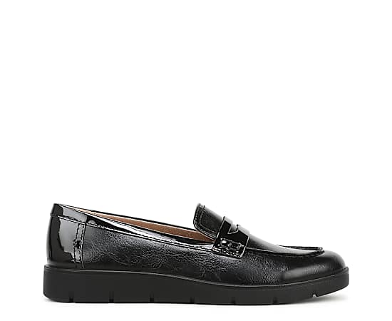 LifeStride Veronica 2 Slip On Loafer Shoes (Black Faux Leather) Fabric 12.0 W