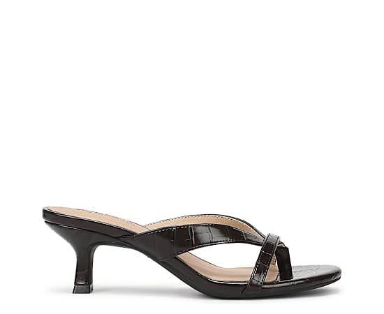 LifeStride Shoes Navine Thong Sandal (Dark Brown Croco Faux Leather) 8.0 W