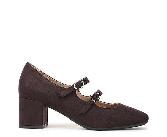 LifeStride Claudette Mary Jane Pump Shoes (Dark Chocolate Microsuede) 9.5 M
