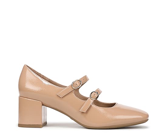 LifeStride Claudette Mary Jane Pump Shoes (Sienna Tan Patent Leather) Suede 9.0 W