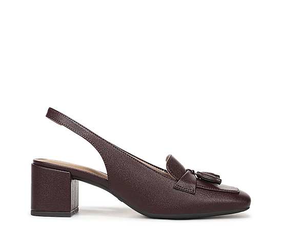 LifeStride Women's Clarissa Slingback Pumps - Mulberry Burgundy Faux Leather