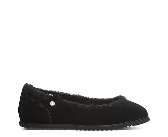 Bearpaw Women's Delphi Faux Fur Trim Ballet Flats - Black