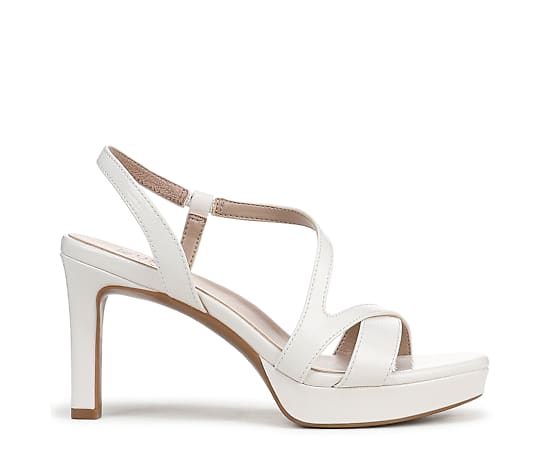 Naturalizer Abby Dress Sandals, Warm White Faux Leather Fabric, 7.5M Slip-On, Open Toe, Slingback Strap