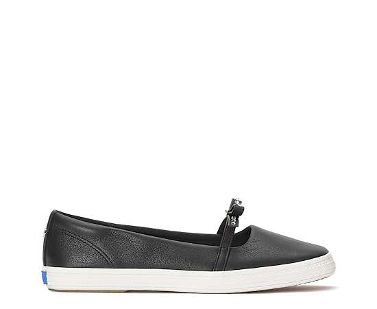 Keds Women's Square Toe Mini Bow Leather Rhinestones Sneakers in Black size 11 - M