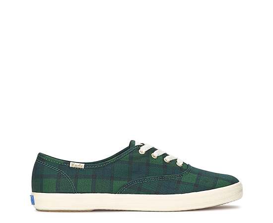 Keds Women's Champion School Plaid Lace-Up Sneakers in Green/Navy size 10 - W