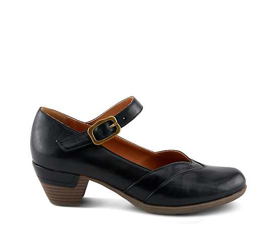 Patrizia Women's Maryneah Mary Jane Pumps with V-Vamp and Hook-and-Loop Strap - Black