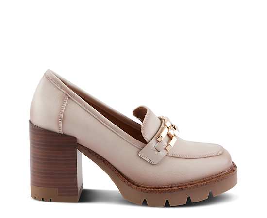 Patrizia Women s Dajah Slip-On Loafers with Inset Heel, Geometric Hardware & Lug Sole - Bone