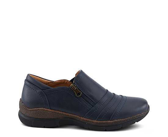 Patrizia Women's Rigny Slip-On Wedge Shoes with Tonal Stitching and Zipper Detail - Navy
