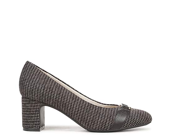 LifeStride Tavi Pump Shoes (Dark Brown Houndstooth Fabric) 9.0 M
