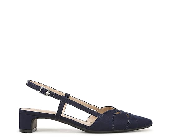 LifeStride Landon Slingback Pump Shoes (Sapphire Blue Microsuede) 7.0 W