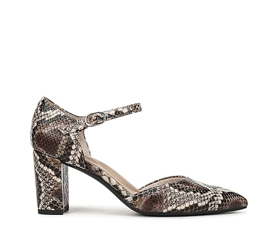 LifeStride Rylee Pump Shoes (Brown Multi Snake Faux Leather) Suede 10.0 W