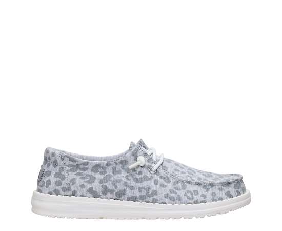 HEYDUDE | Women's Casual | Wendy Stretch Jersey Leopard - Light Grey/Multi | Size 8