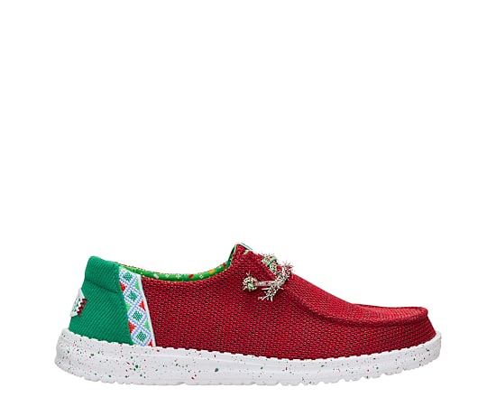 HEYDUDE | Women's Shoes | Wendy Stretch Sox Jingle - Cherry Red/Multi | Size 9