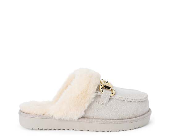 Beach by Matisse Davos Lounge Mule Faux Shearling Embellished Round-Toe - Dove grey