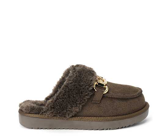 Beach by Matisse Davos Lounge Mule Faux Shearling Embellished Round-Toe - Espresso