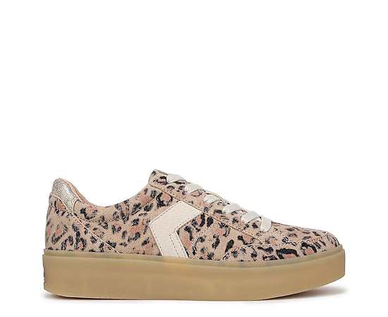 Dr. Scholl's Women's Madison-Lace Closed Round Toe Lace Up Platform Sneakers - Sand Leopard Print Suede