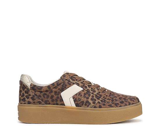 Dr. Scholl's Women's Madison-Lace Closed Round Toe Lace Up Platform Sneakers - Brown Leopard Print Microsuede