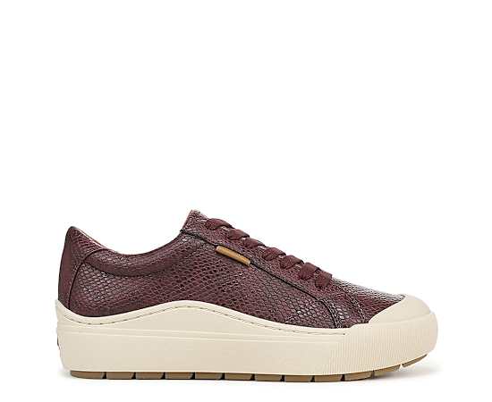 Dr. Scholl's Women's Time Off Lace Up Platform Sneakers - Dark Burgundy Faux Leather