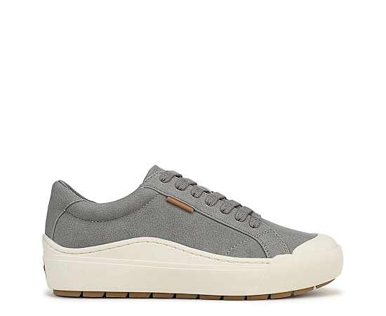 Dr. Scholl's Women's Time Off Lace Up Platform Sneakers - Calm Grey Faux Leather