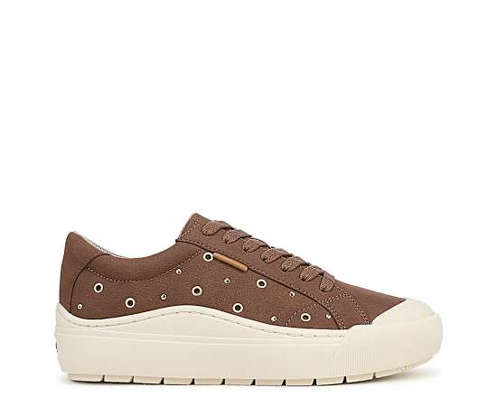Dr. Scholl's Women's Time Off Sneaker Shoes Walnut Brown Stud Faux Leather DRSCH 11.0 M