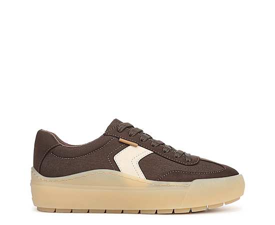 Dr. Scholl's Women's Time Off Win Lace Up Platform Sneakers - Chocolate Brown Microfiber