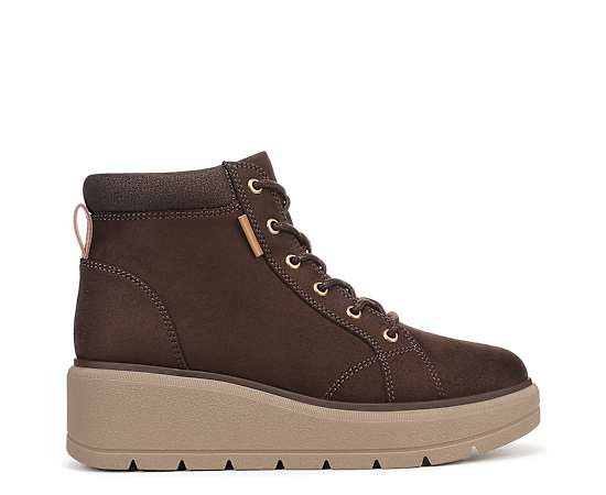 Dr. Scholl's Women's Nice Day Max Alpine Wedge Water Resistant Booties - Dark Umber Microfiber