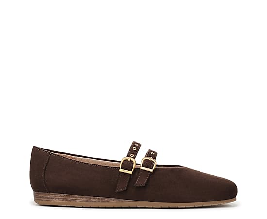 Dr. Scholl's Women's Violet Mary Jane Shoes Dark Umber Brown Microsuede DRSCH Leather 11.0 W
